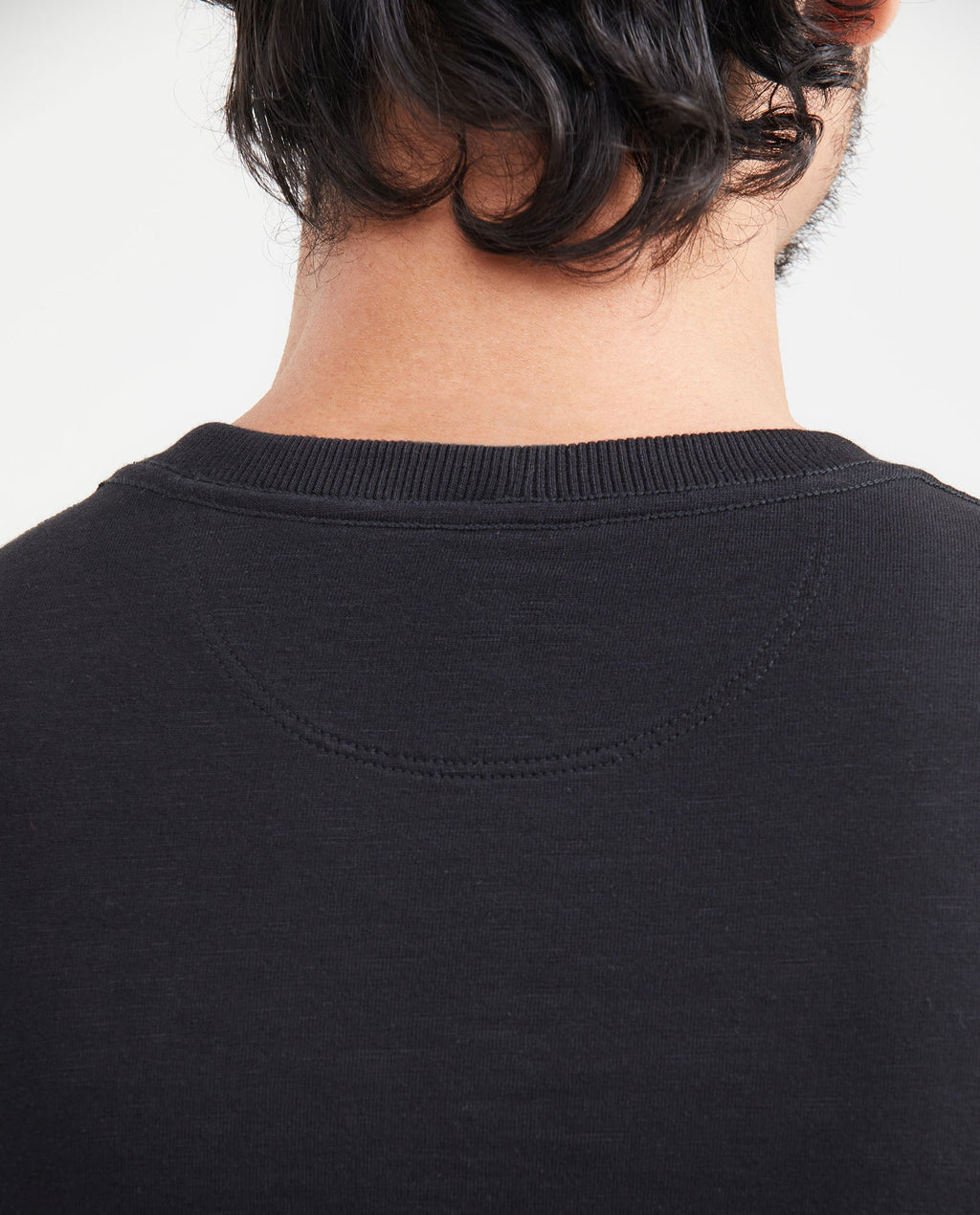 Men's Slim Fit T-Shirt Front Embroidery Ribbed Neck Cotton Stretch - 4