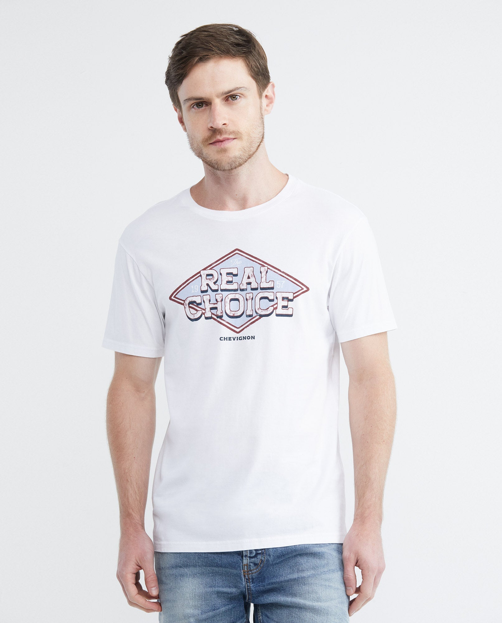 Men's Slim Fit-T-shirts - Off-White - 1