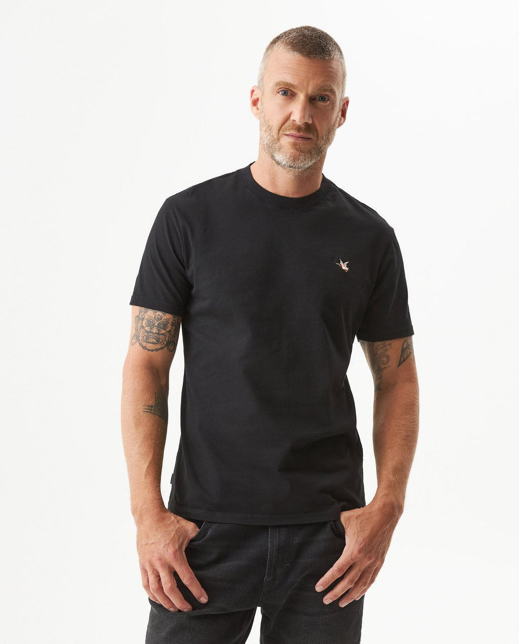 Men's Slim Fit Crew Neck T-shirt in Cotton Stretch Blend, Navigate - 2