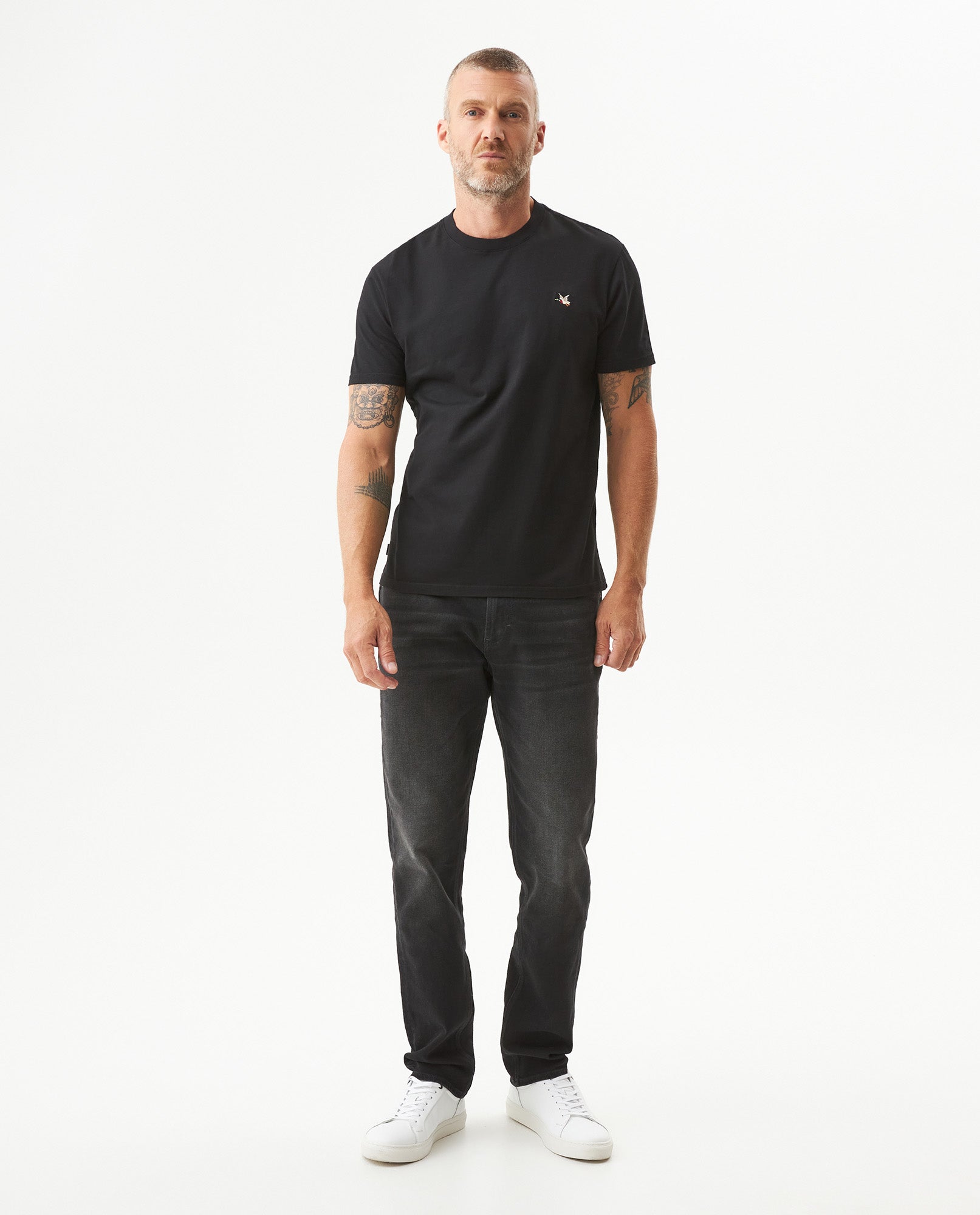 Men's Slim Fit Crew Neck T-shirt in Cotton Stretch Blend, Navigate - 3