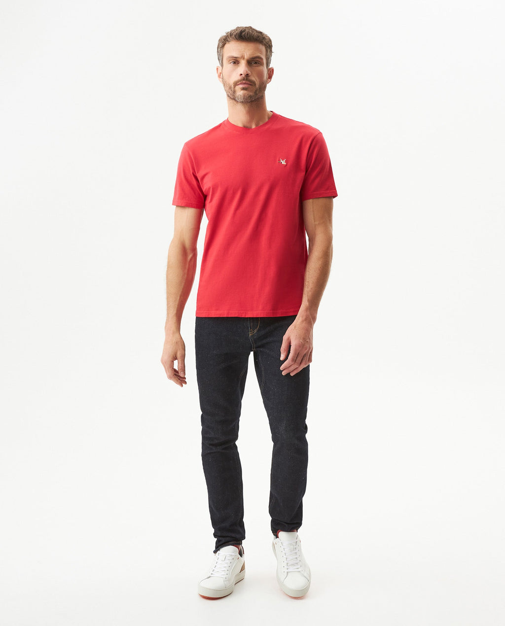 Men's Slim Fit Crew Neck T-shirt in Cotton Stretch Blend, Navigate - 3