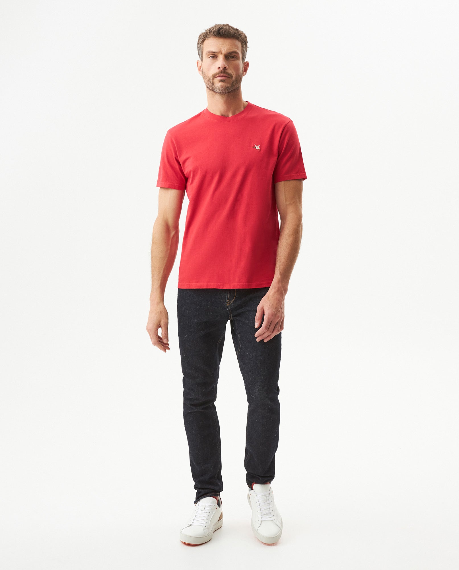 Men's Slim Fit Crew Neck T-shirt in Cotton Stretch Blend, Navigate - 3