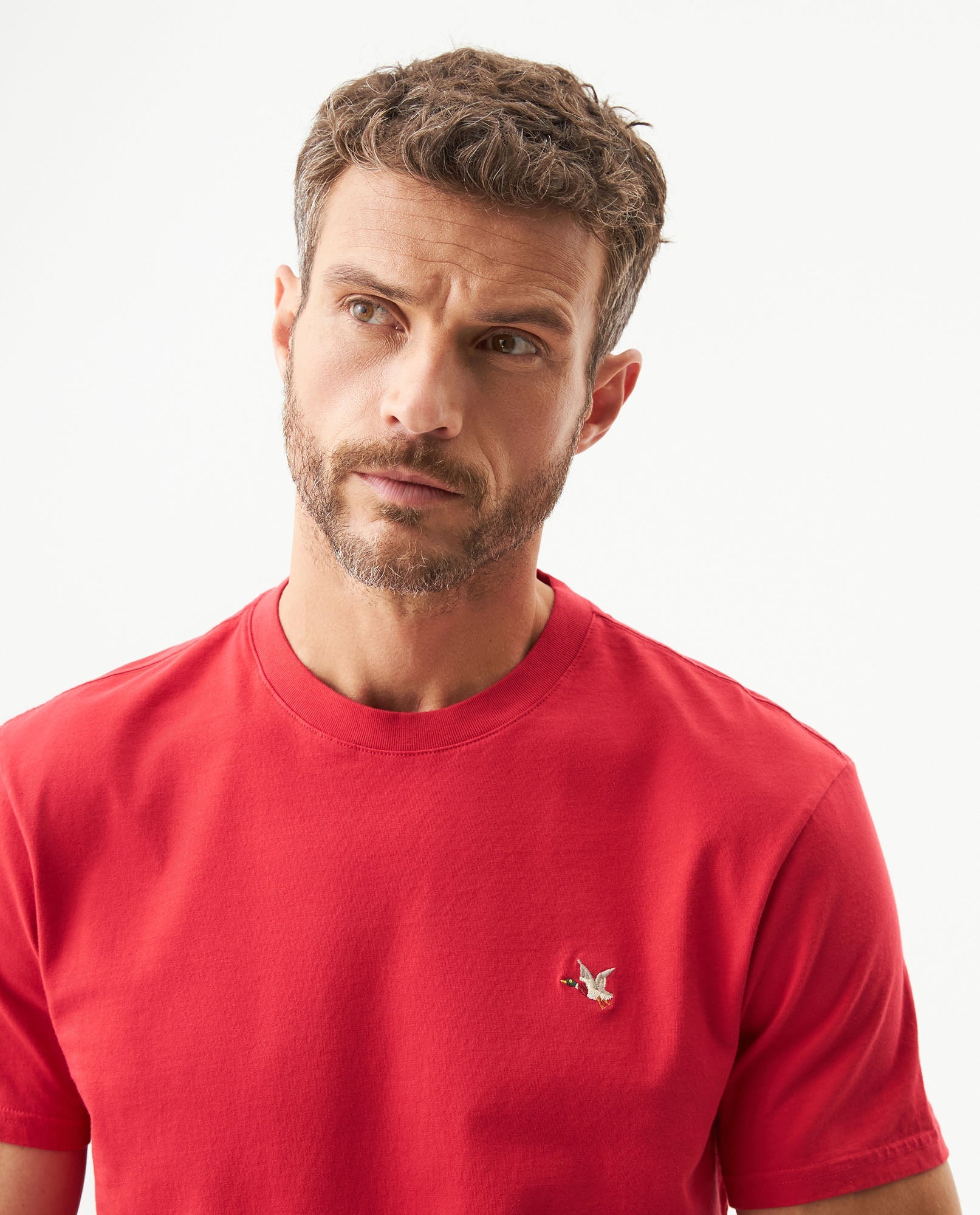 Men's Slim Fit Crew Neck T-shirt in Cotton Stretch Blend, Navigate - 4