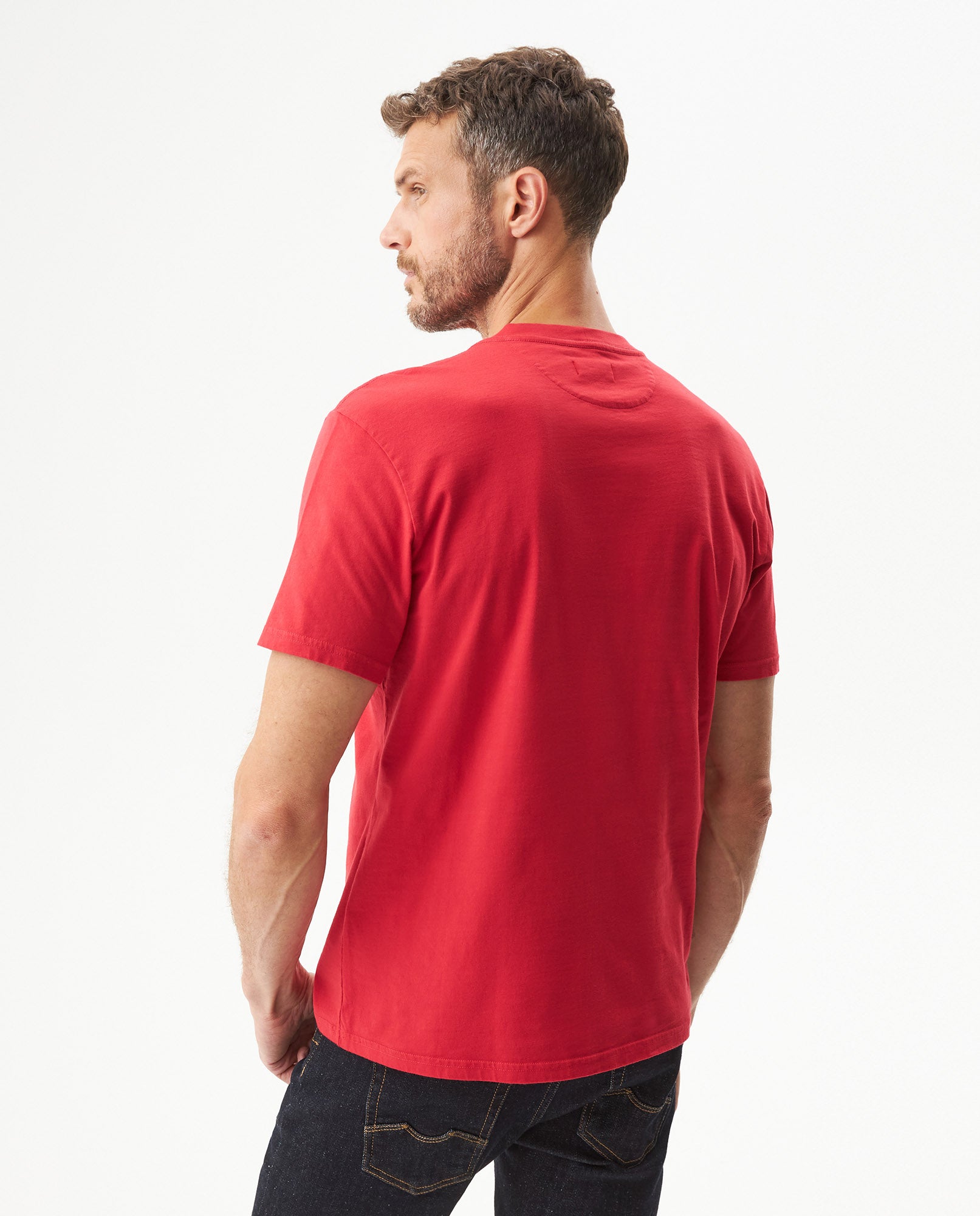 Men's Slim Fit Crew Neck T-shirt in Cotton Stretch Blend, Navigate - 5