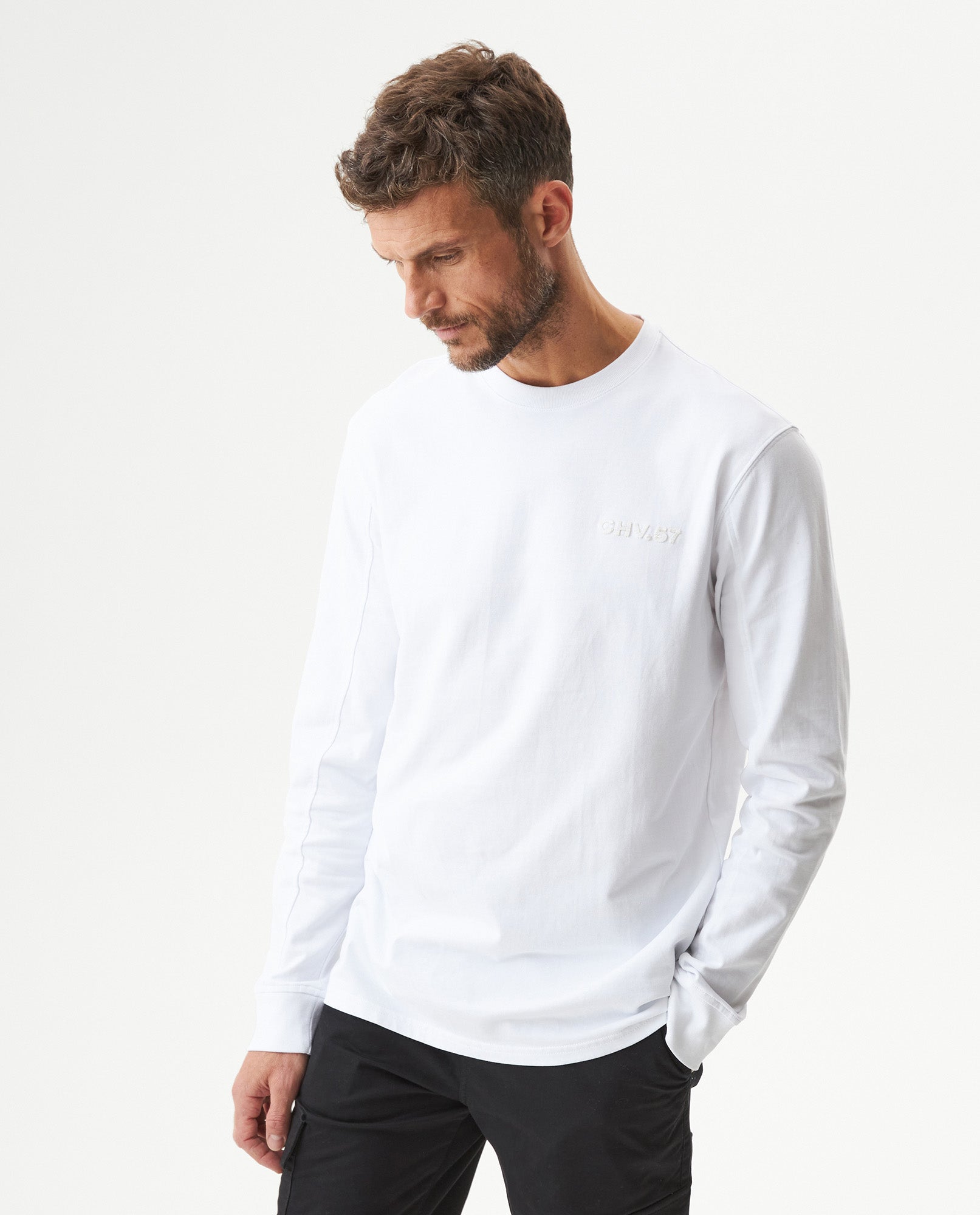 Men's Classic Fit Long Sleeve T-shirt in Cotton, Voyage - 2