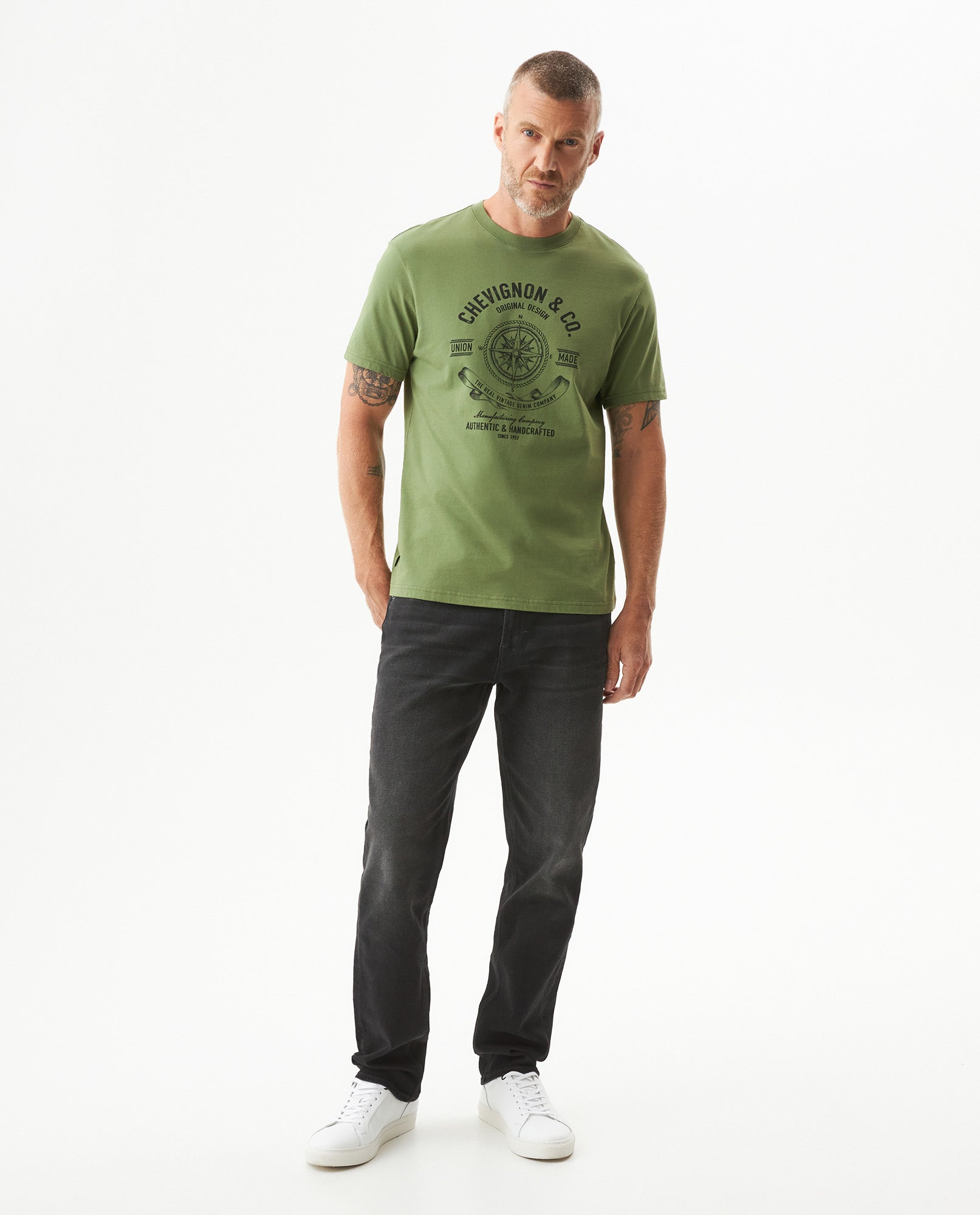 Men's Graphic Slim Fit T-shirt in Cotton, Harbor - 3