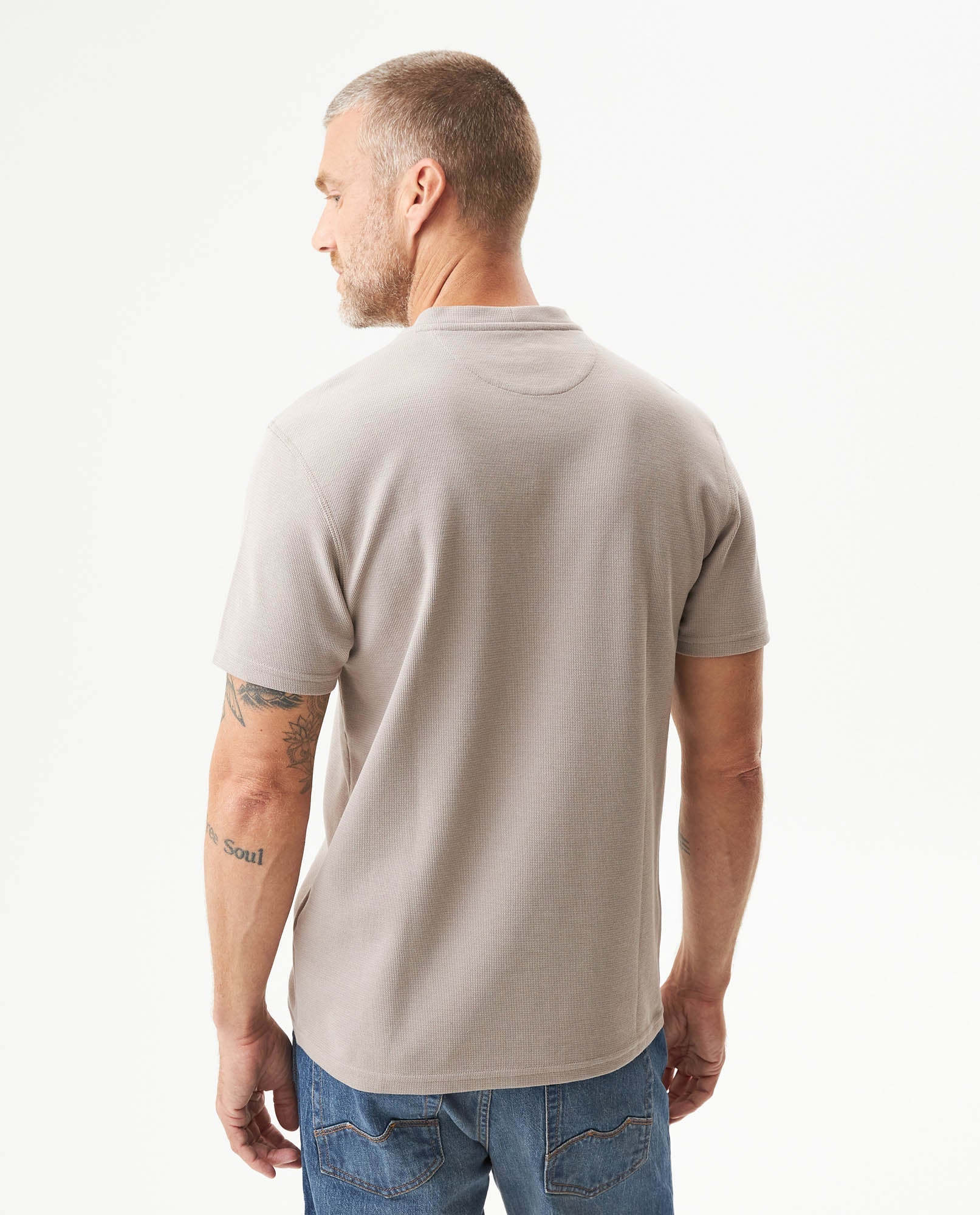 Men's Textured Slim Fit T-shirt in Cotton-Polyester Blend, Dockside - 5