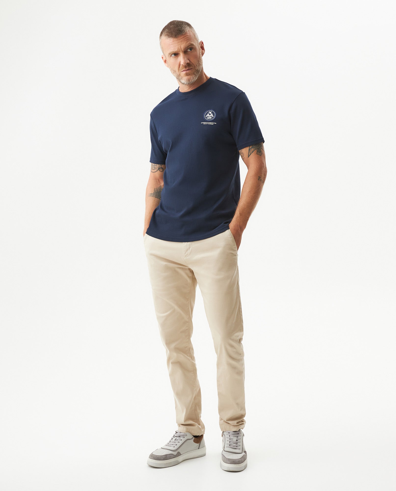 Men's Slim Fit Short Sleeve T-shirt in Cotton, Sailor - 3