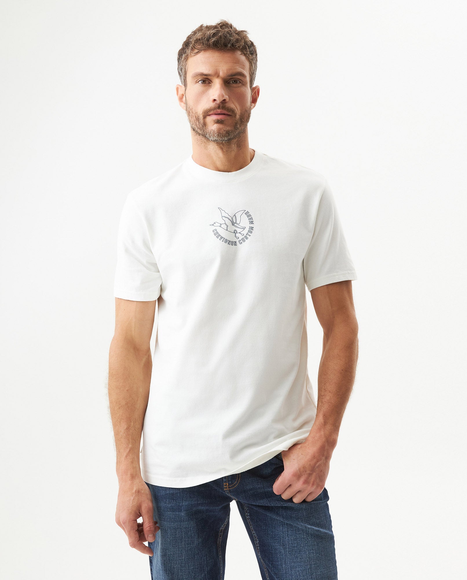 Men's Classic Fit Short Sleeve T-shirt in Cotton Stretch Blend, Jetty - 2