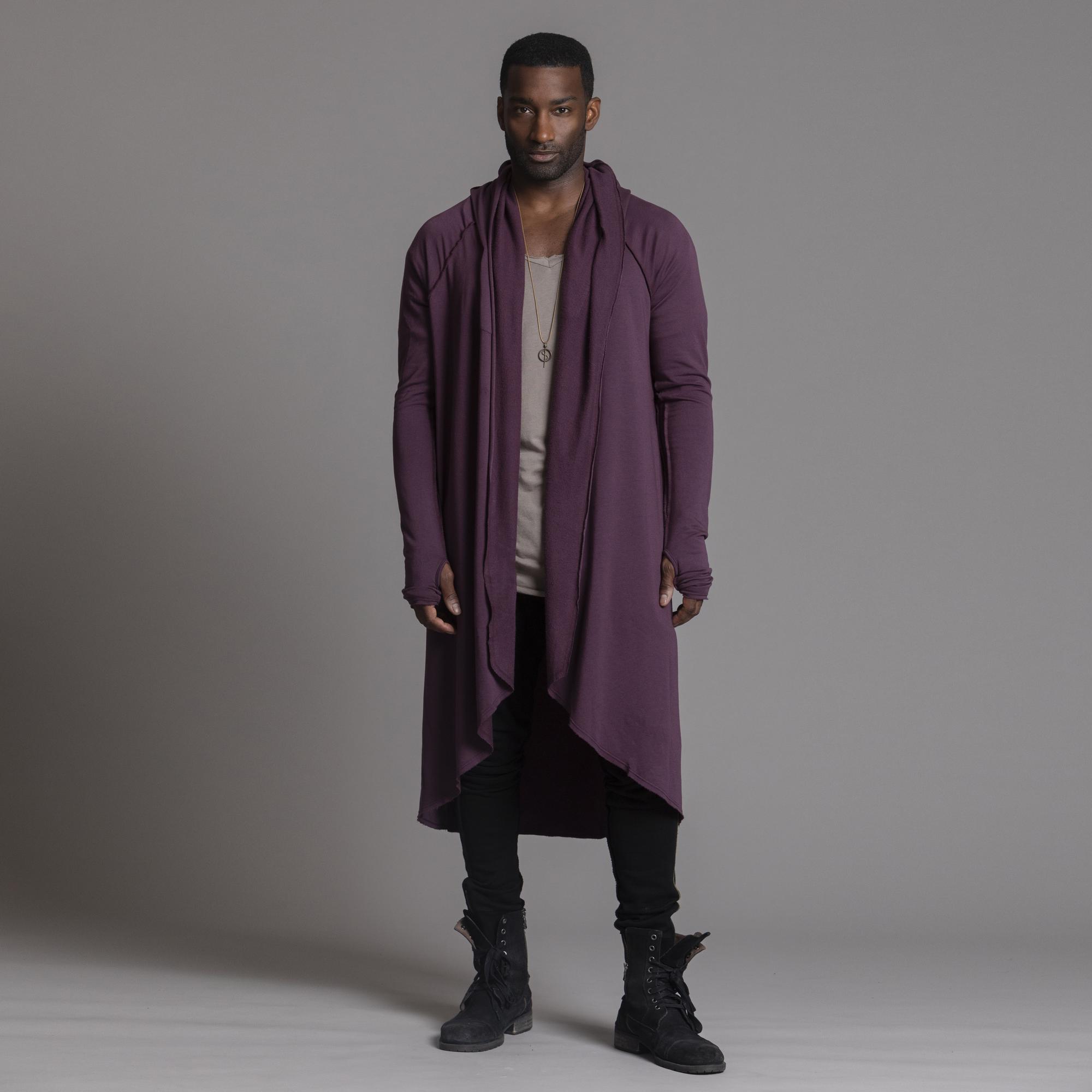 Male modeling purple kairos duster