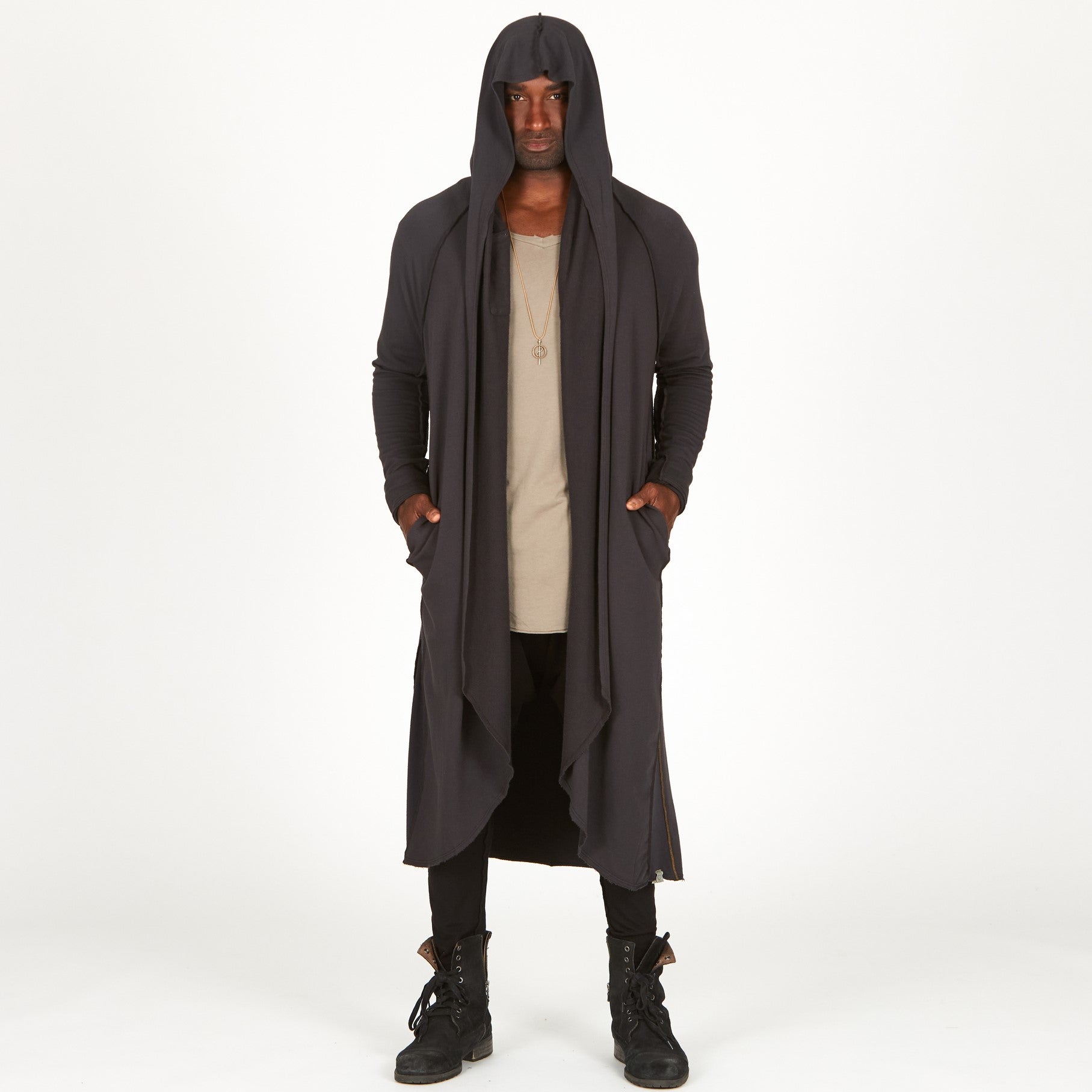 male modeling long sleeve duster